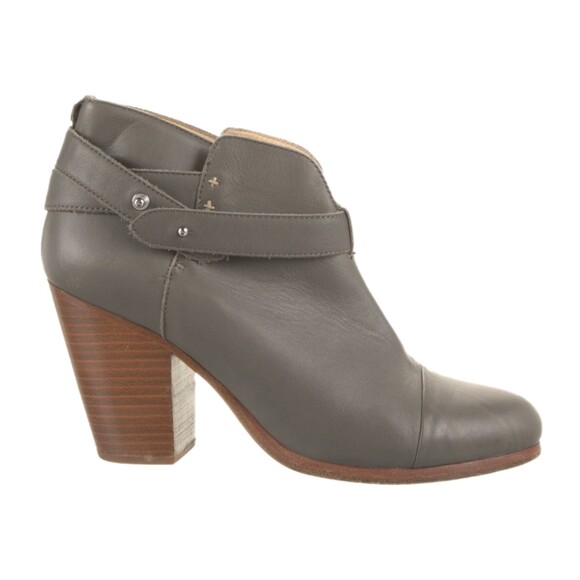 Rag & Bone "Harrow" Gray Leather & Block Heel Ankle Boots, Size EU 39.5/US 9 - Picture 2 of 9
